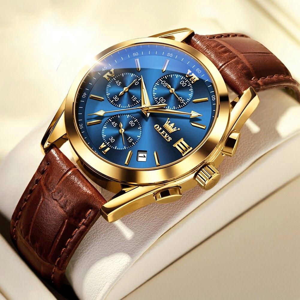 Relógio Classic BL10 - Alfa Wear - fundo azul, relógio, relógio de couro, relógio de metal, relógio esportivo, relógio masculino