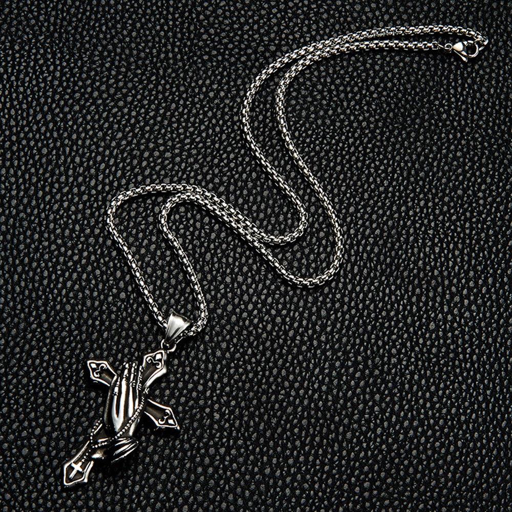 Colar Blessed - Alfa Wear - abençoado, blessed, colar, colar de aço, colar de metal, colar masculino, cruz de jesus