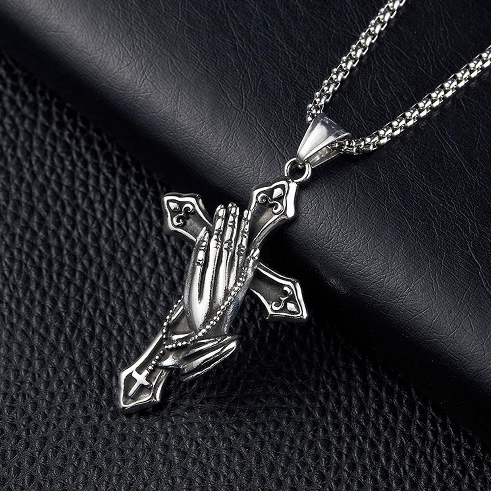 Colar Blessed - Alfa Wear - abençoado, blessed, colar, colar de aço, colar de metal, colar masculino, cruz de jesus