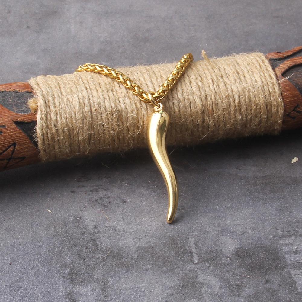 Colar Horn - Alfa Wear - chifre, colar, colar de aço, colar de ferro, colar de metal, colar masculino, coleção, coleção vikings, mitologia nordica, viking, vikings