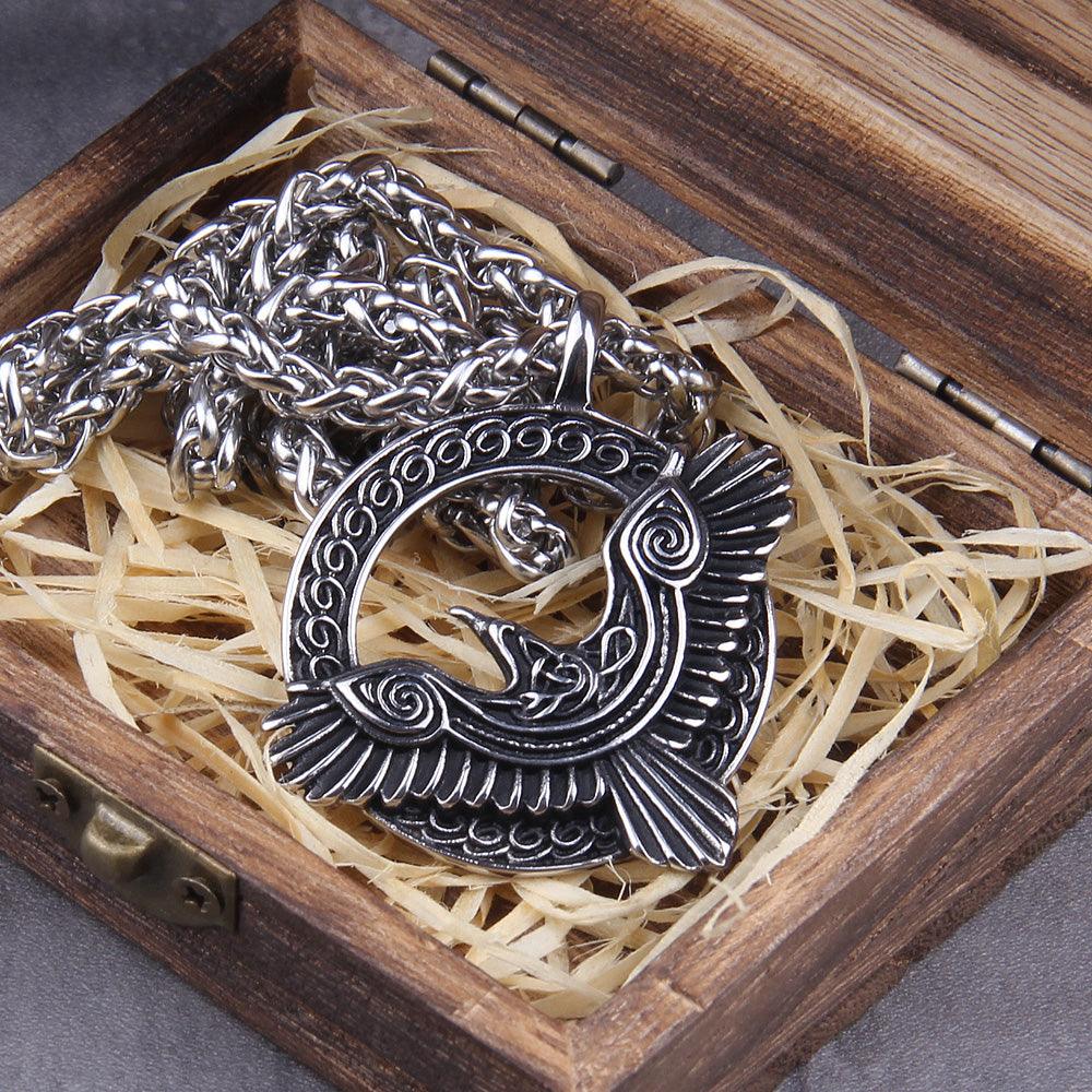 Colar Huginn - Alfa Wear - colar, colar de aço, colar de ferro, colar de metal, colar masculino, coleção, coleção vikings, corvo de odin, odin, viking, vikings