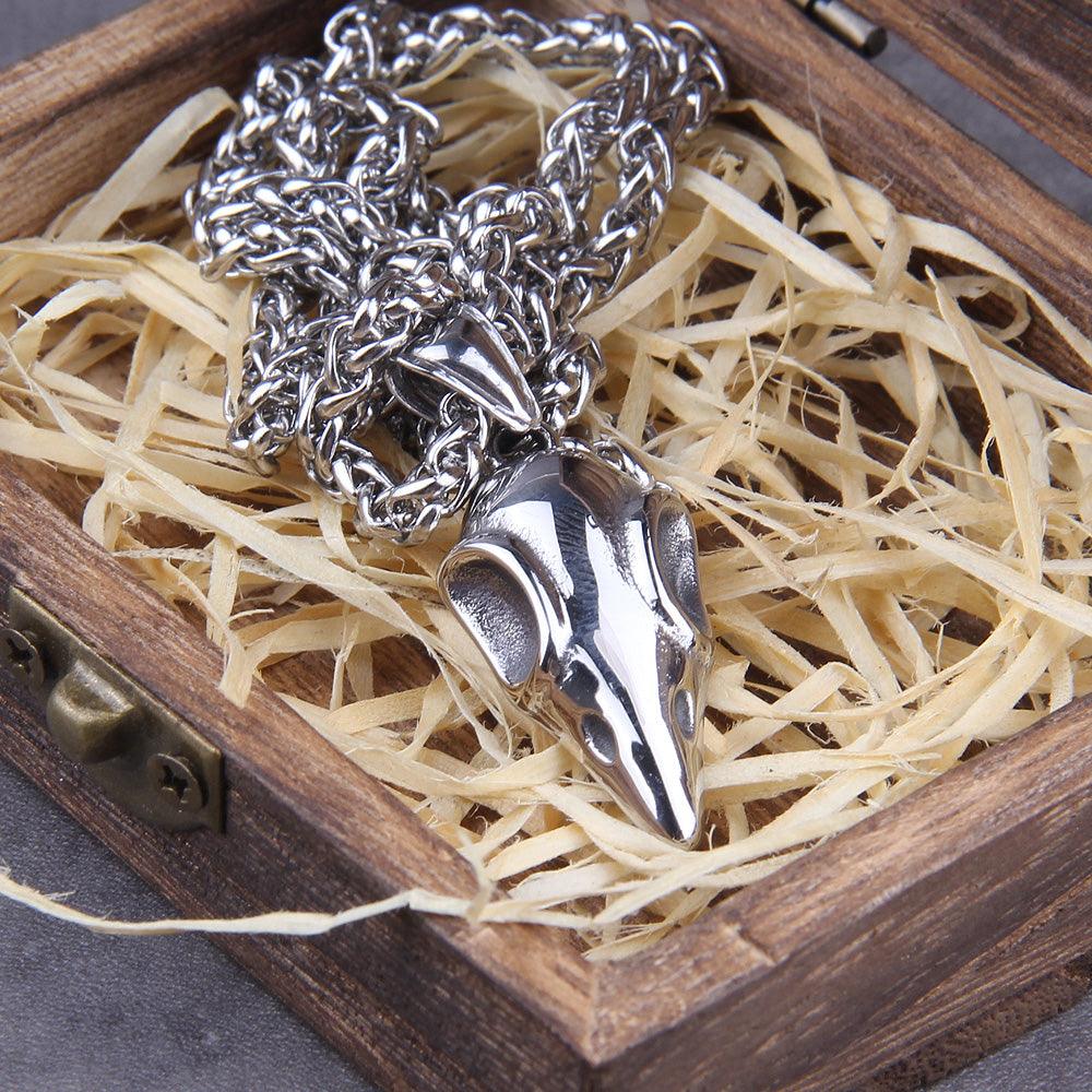 Colar Raven - Alfa Wear - colar, colar de aço, colar de ferro, colar de metal, colar masculino, coleção, coleção vikings, corvo de odin, odin, viking, vikings
