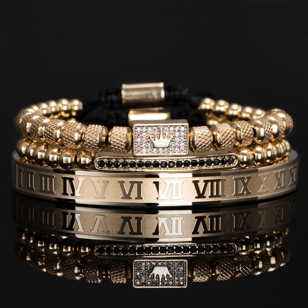 Kit Bulkin - Alfa Wear - dourada, kit de pulseiras, luxo, luxuosa, luxury, magnata, ouro, premium, rei