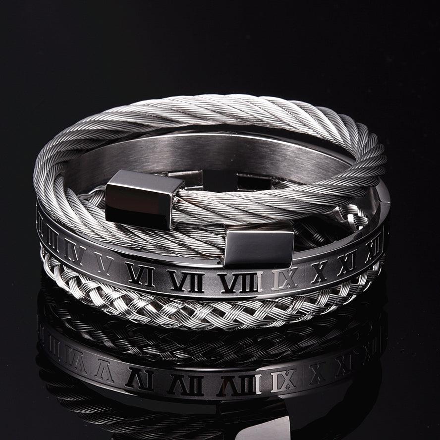 Kit Classic - Alfa Wear - kit de pulseiras, luxo, luxuosa, luxury, magnata, prata, prateada, premium, pulseira de prata, rei