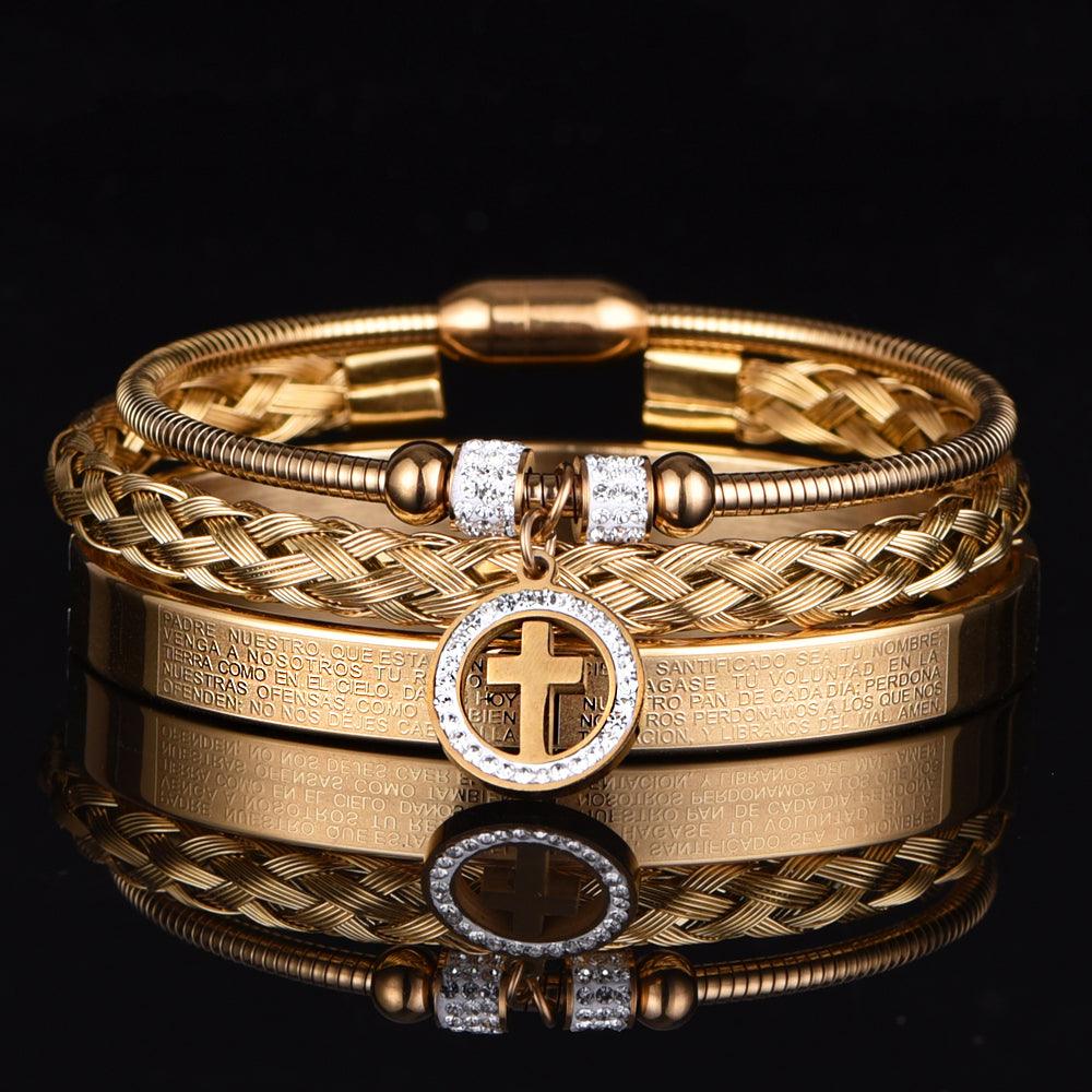 Kit Cruize - Alfa Wear - amor, cristo, cristão, deus, dourada, fé, jesus, kit de pulseiras, luxo, luxuosa, luxury, magnata, ouro, premium, proteção, rei