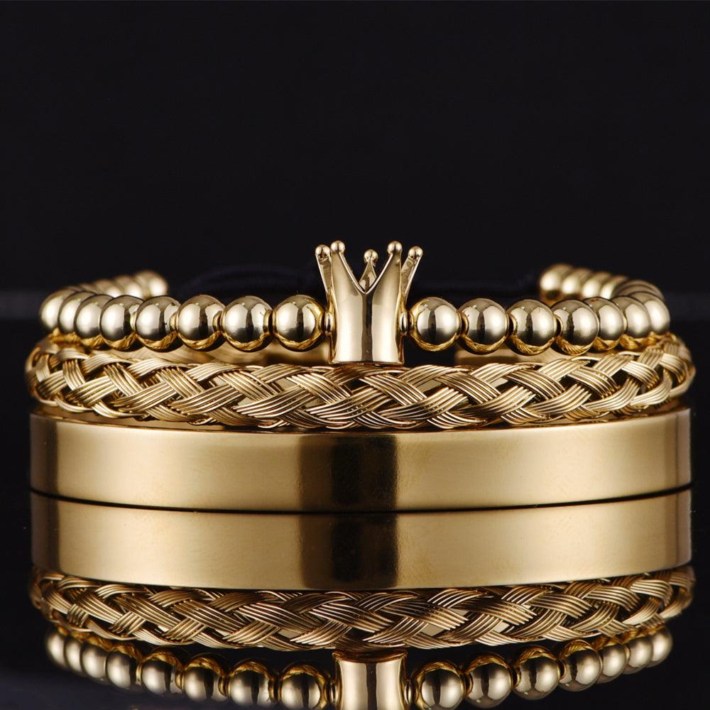 Kit King - Alfa Wear - dourada, kit de pulseiras, luxo, luxuosa, luxury, magnata, ouro, premium, rei