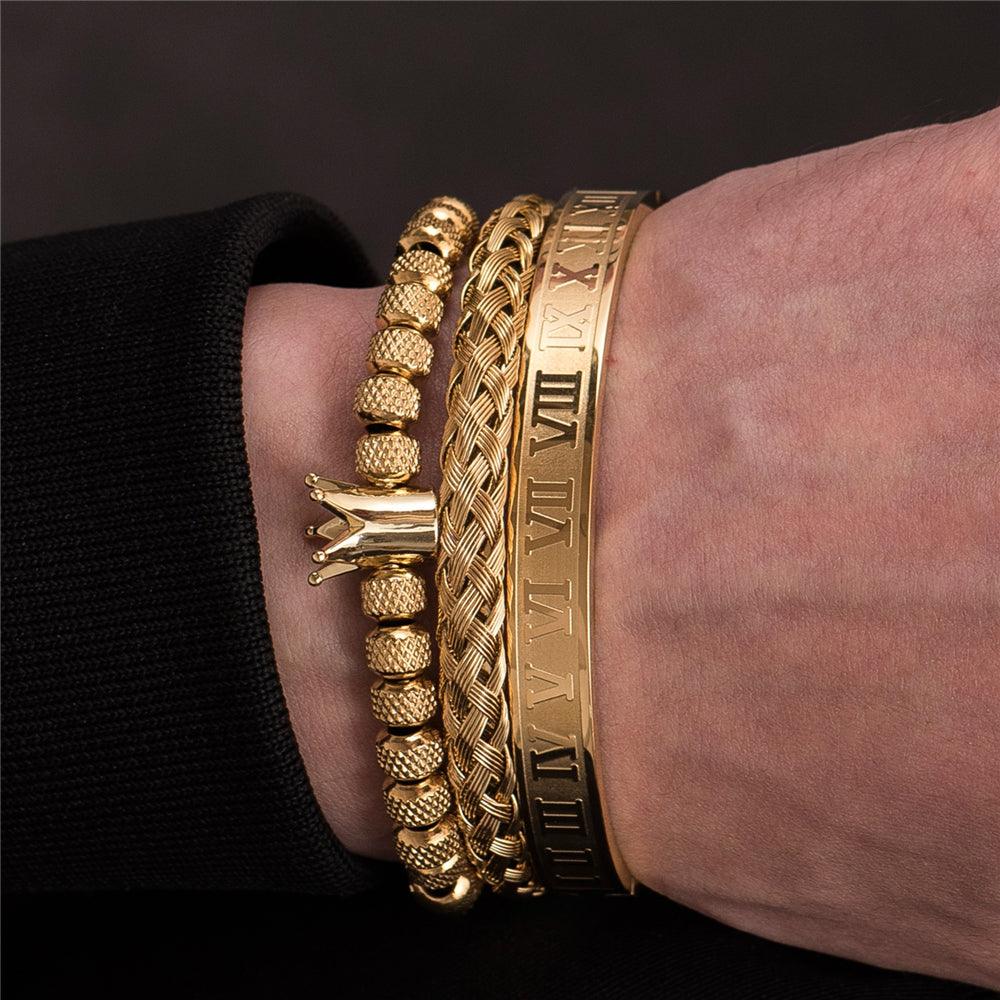 Kit Luxury - Alfa Wear - dourada, kit de pulseiras, luxo, luxuosa, luxury, magnata, ouro, premium, rei
