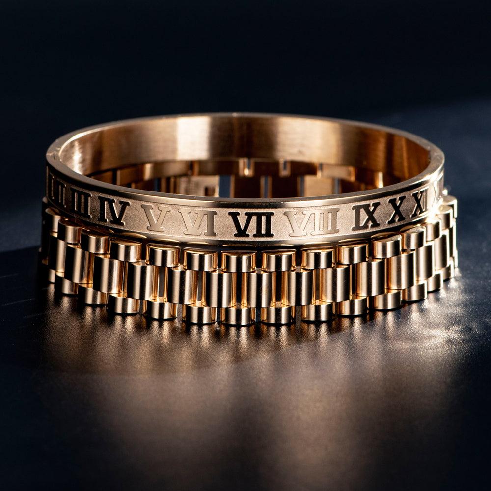 Kit Mazeful - Alfa Wear - cravejada, cristal, dourada, kit de pulseiras, luxo, luxuosa, luxury, magnata, ouro, premium, rei, strass, zirconia