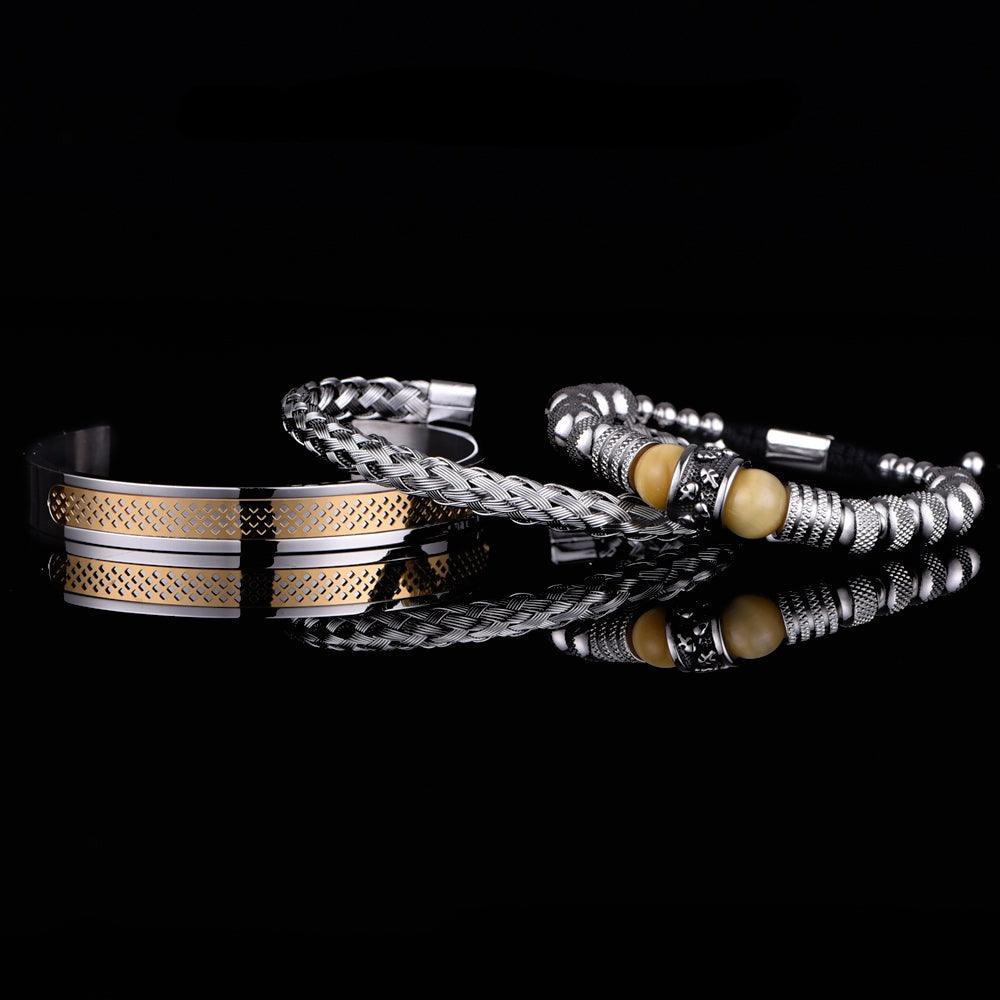 Kit Overoyal - Alfa Wear - kit de pulseiras, luxo, luxuosa, luxury, magnata, prata, prateada, premium, pulseira de prata, rei