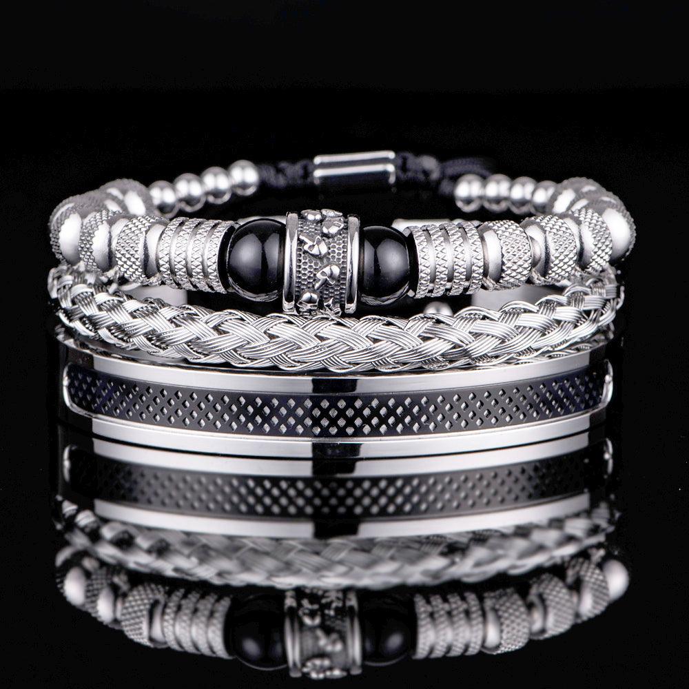 Kit Overoyal - Alfa Wear - kit de pulseiras, luxo, luxuosa, luxury, magnata, prata, prateada, premium, pulseira de prata, rei