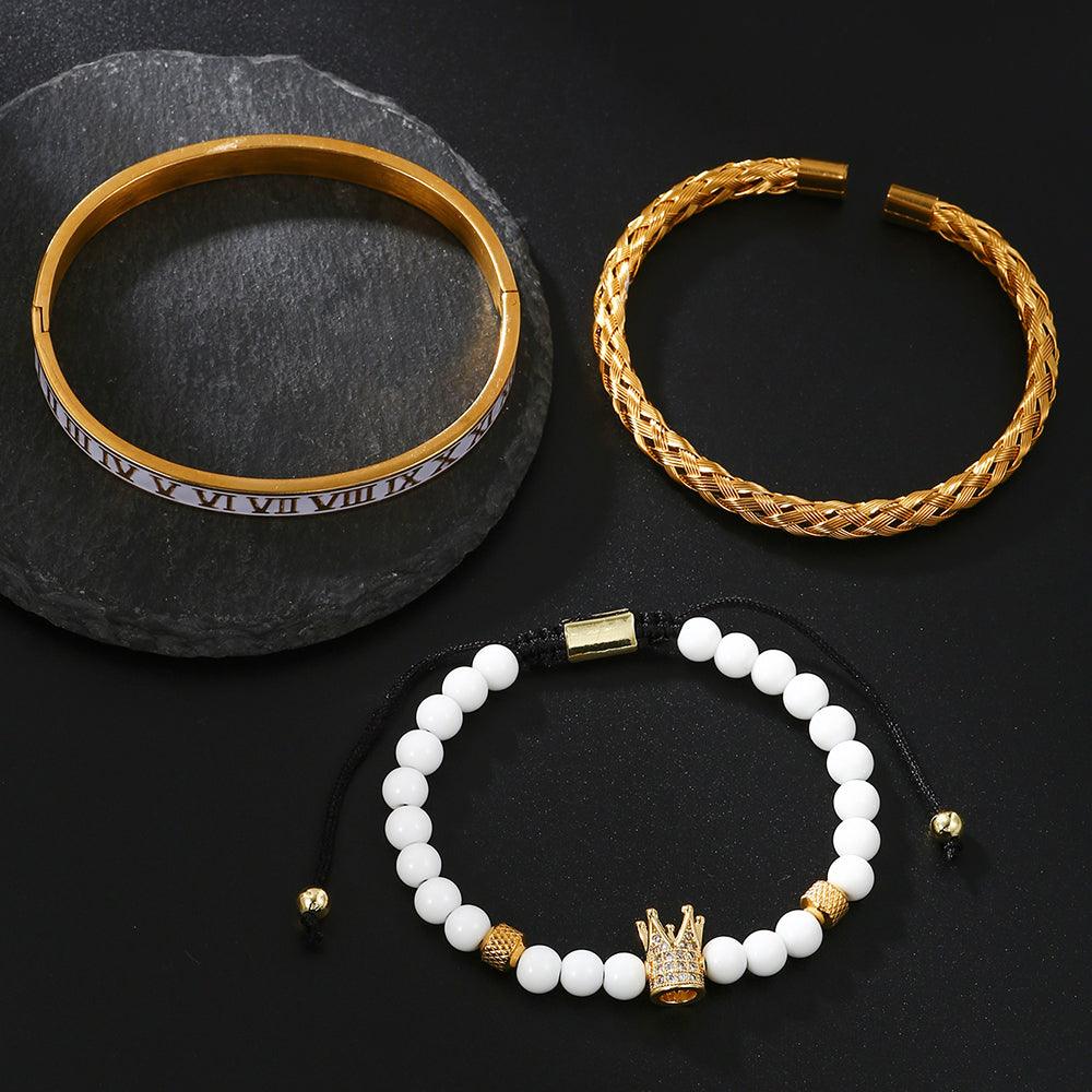 Kit Palace - Alfa Wear - dourada, kit de pulseiras, luxo, luxuosa, luxury, magnata, ouro, premium, rei, ródio