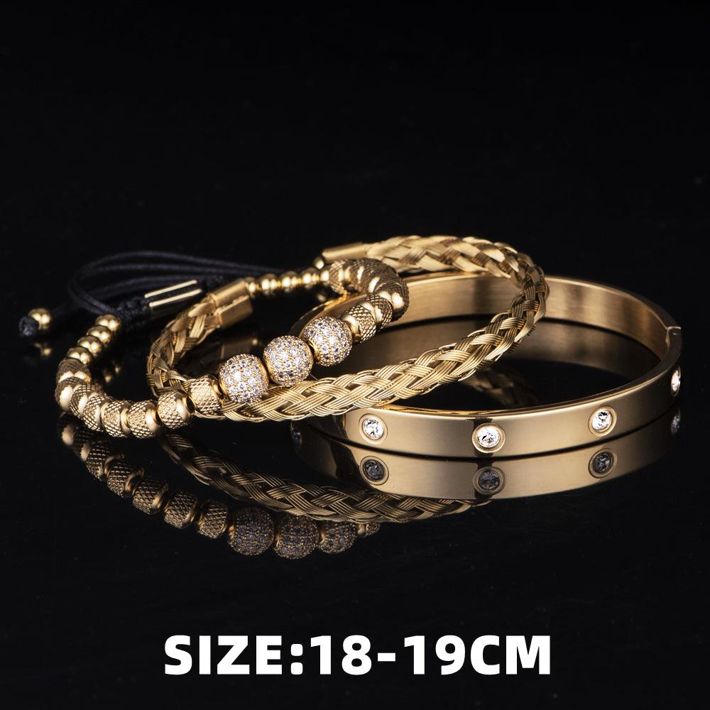 Kit Stralux - Alfa Wear - cravejada, cristal, dourada, kit de pulseiras, luxo, luxuosa, luxury, magnata, ouro, premium, rei, strass, zirconia