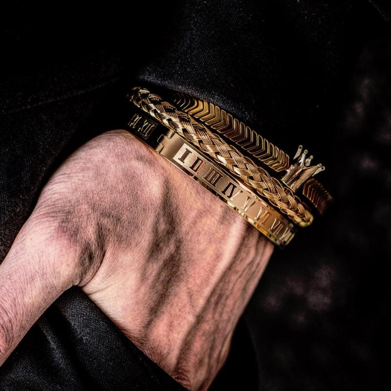 Kit Suffer - Alfa Wear - dourada, kit de pulseiras, luxo, luxuosa, luxury, magnata, ouro, premium, rei