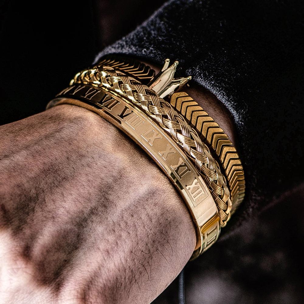 Kit Suffer - Alfa Wear - dourada, kit de pulseiras, luxo, luxuosa, luxury, magnata, ouro, premium, rei
