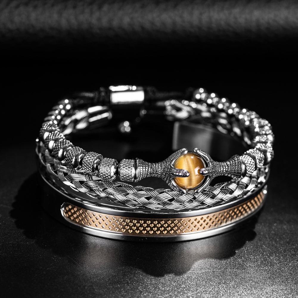 Kit Viser - Alfa Wear - kit de pulseiras, luxo, luxuosa, luxury, magnata, prata, prateada, premium, pulseira de prata, rei