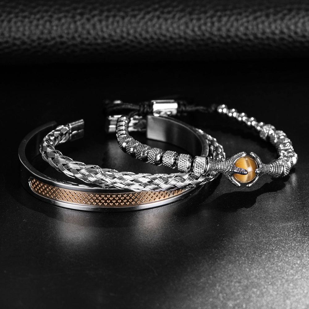 Kit Viser - Alfa Wear - kit de pulseiras, luxo, luxuosa, luxury, magnata, prata, prateada, premium, pulseira de prata, rei