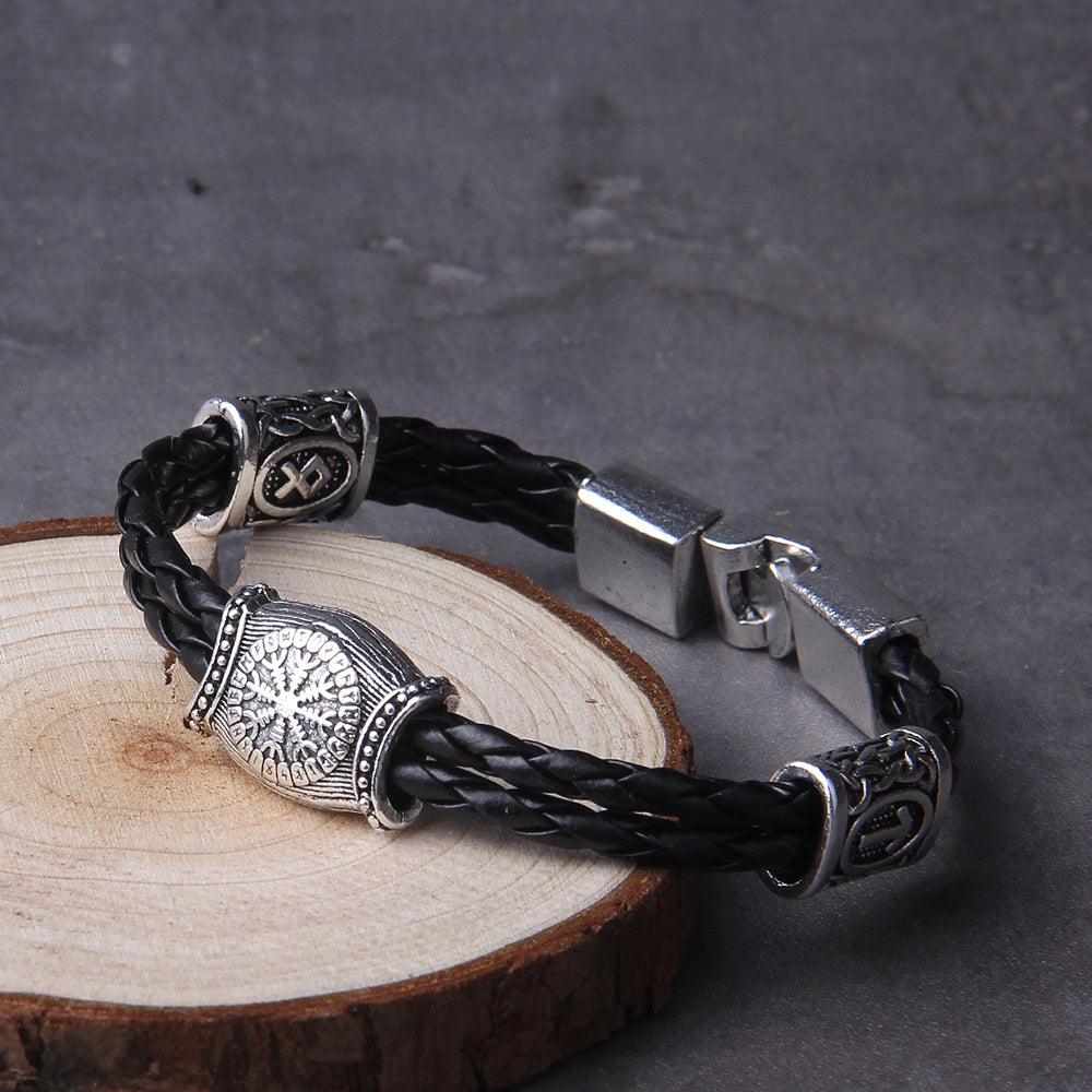 Pulseira Amulet - Alfa Wear - coleção, coleção vikings, couro, pulseira, pulseira de aço, pulseira de couro, pulseira de ferro, pulseira masculina, vegvisir, viking, vikings