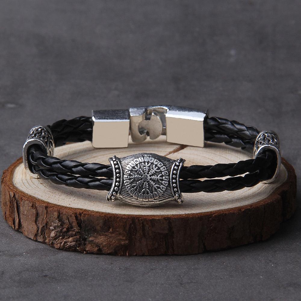 Pulseira Amulet - Alfa Wear - coleção, coleção vikings, couro, pulseira, pulseira de aço, pulseira de couro, pulseira de ferro, pulseira masculina, vegvisir, viking, vikings