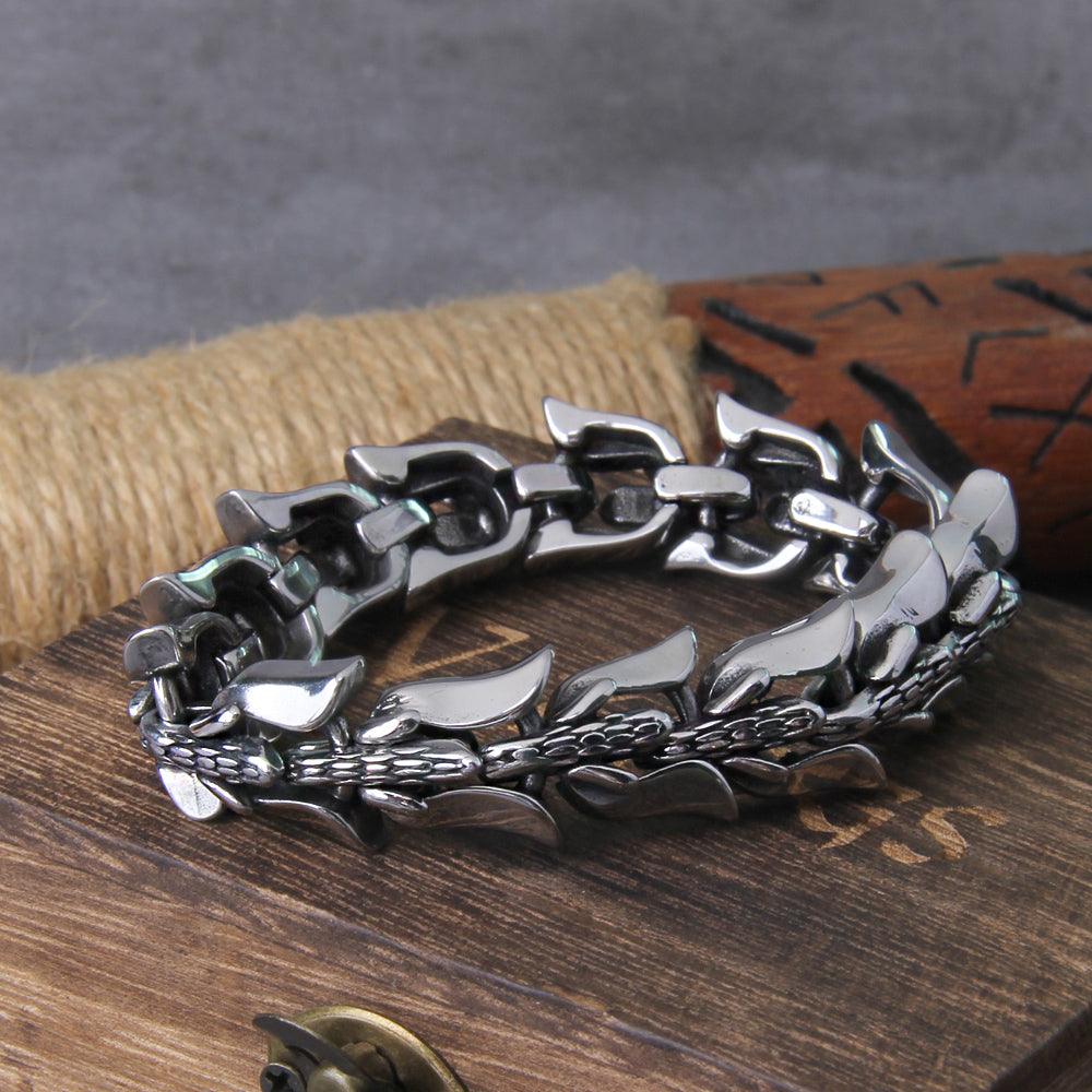 Pulseira Boros - Alfa Wear - coleção, coleção vikings, ouroboros, pulseira, pulseira de aço, pulseira de ferro, pulseira masculina, serpente de midgard, viking, vikings