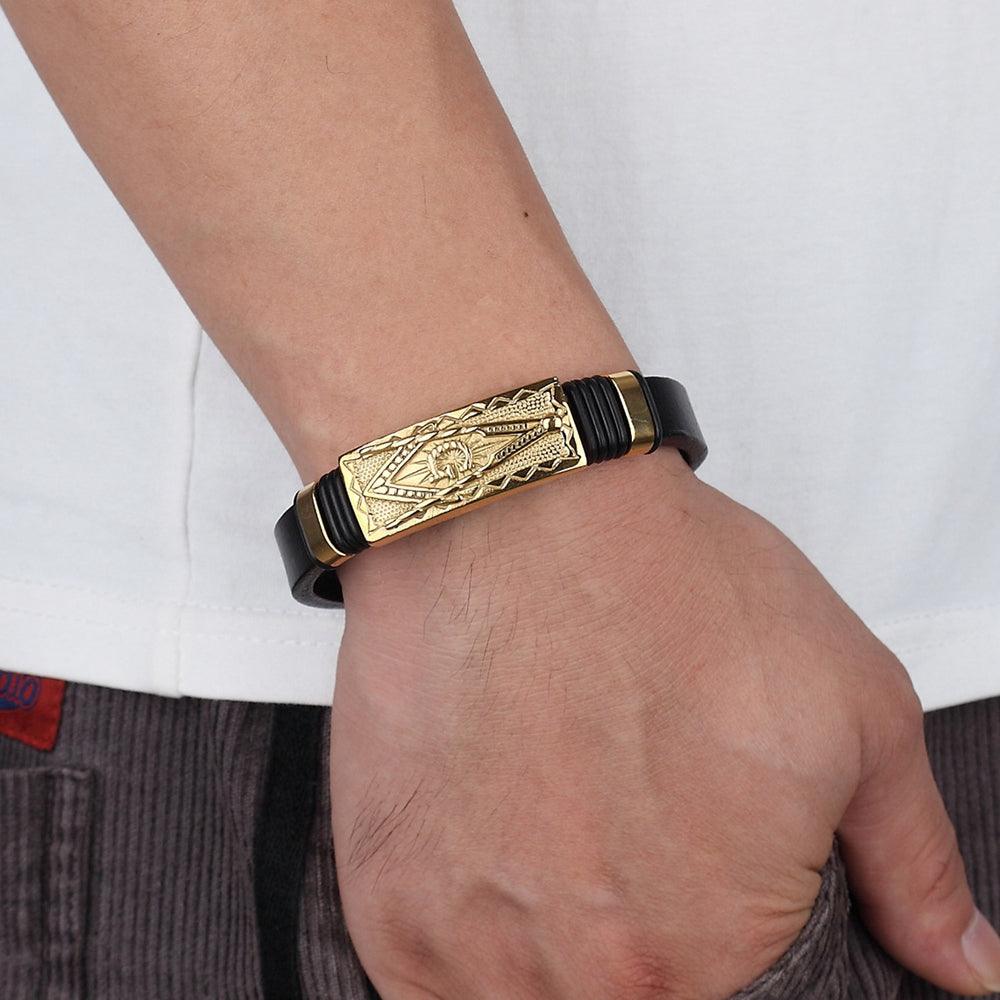 Pulseira Maçon - Alfa Wear - couro, maçom, maçonaria, pulseira, pulseira de aço, pulseira de couro, pulseira de ferro, pulseira de metal, pulseira masculina