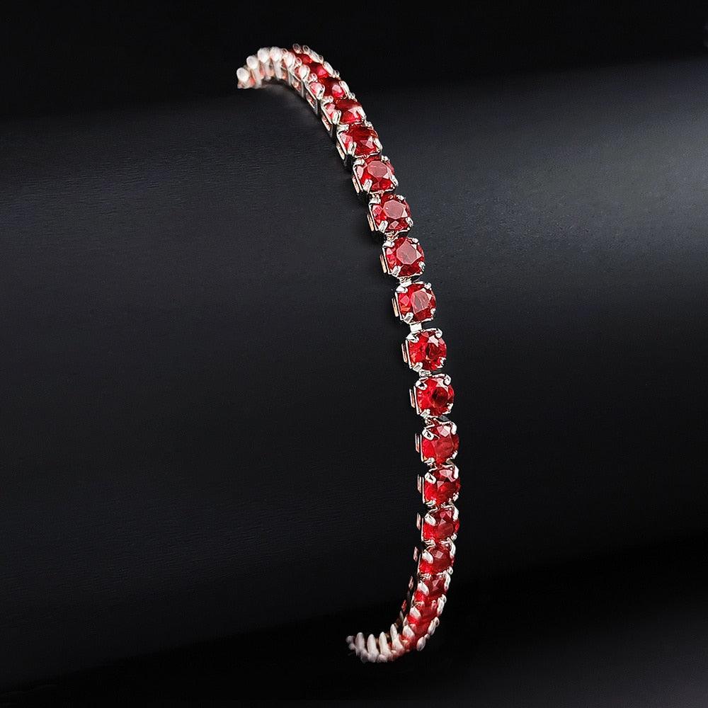 Pulseira Ruby - Alfa Wear - diamante, ouro branco, pedras preciosas, pulseira masculina, riviera, ruby, topazio, turmalina, vermelha, zircônia