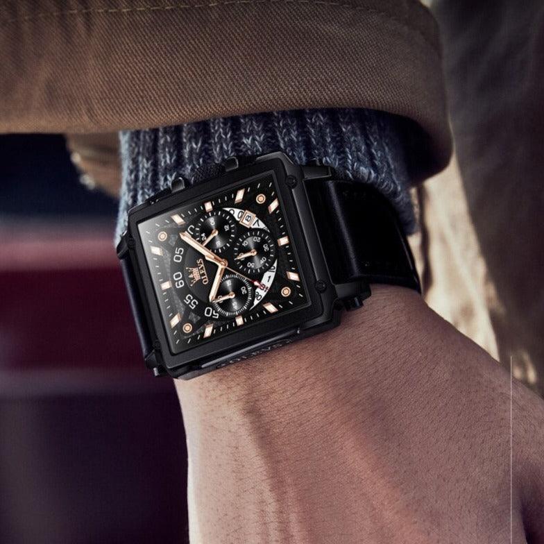 Relógio Lancast P3 - Alfa Wear - couro marrom, design quadrado, marrom, quadrado, relógio, relógio de couro, relógio masculino