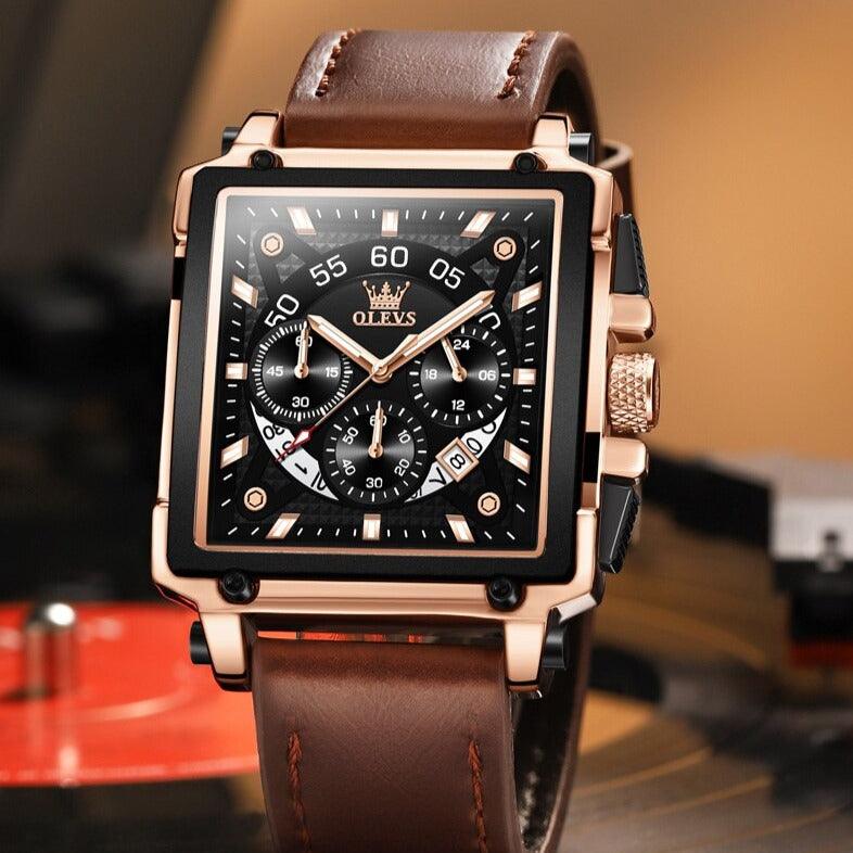 Relógio Lancast P3 - Alfa Wear - couro marrom, design quadrado, marrom, quadrado, relógio, relógio de couro, relógio masculino