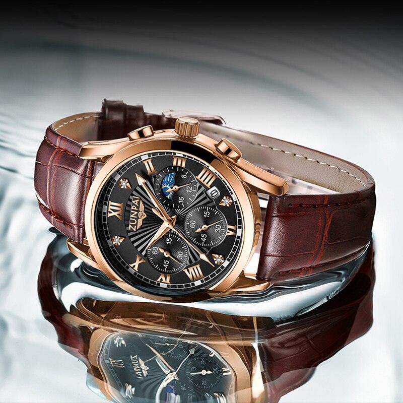Relógio Tunder G14 - Alfa Wear - couro marrom, fundo preto, números romanos, relógio, relógio de couro, relógio masculino