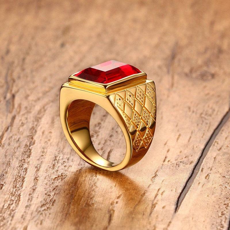 Anel Vitaly - Alfa Wear - anel com pedra, anel de ouro, anel dourado, anel masculino