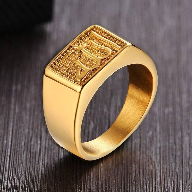 Anel Allah - Alfa Wear - anel,anel com pedra,anel de aço,anel de ouro,anel dourado,anel masculino
