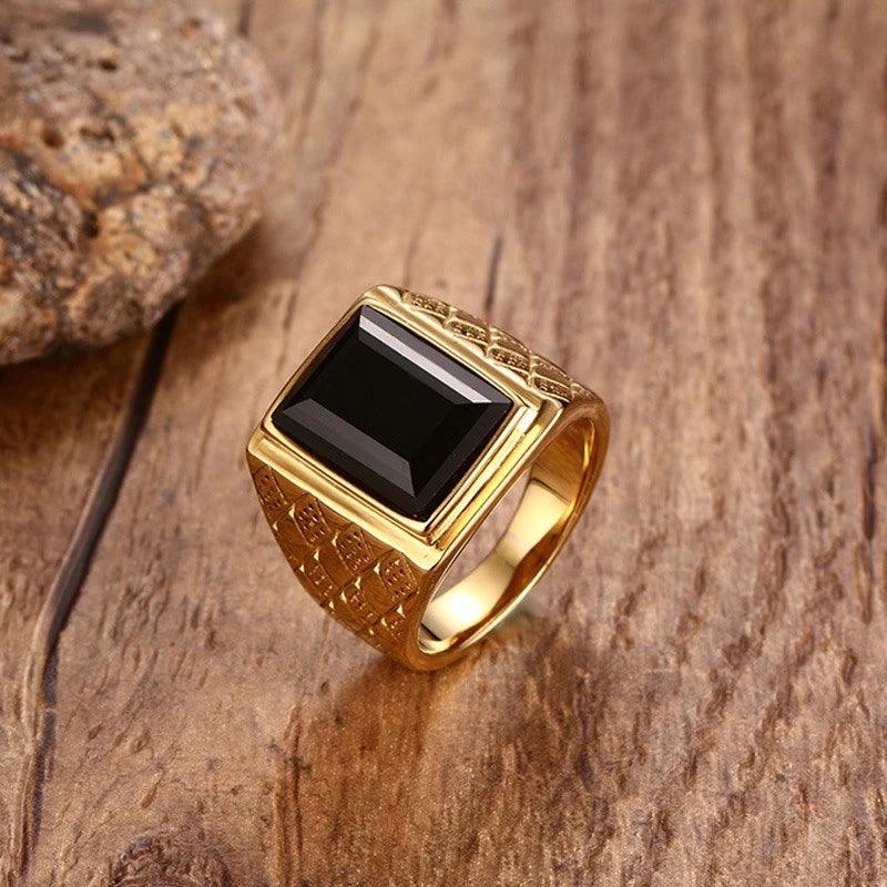 Anel Odrak - Alfa Wear - anel com pedra, anel de ouro, anel dourado, anel masculino