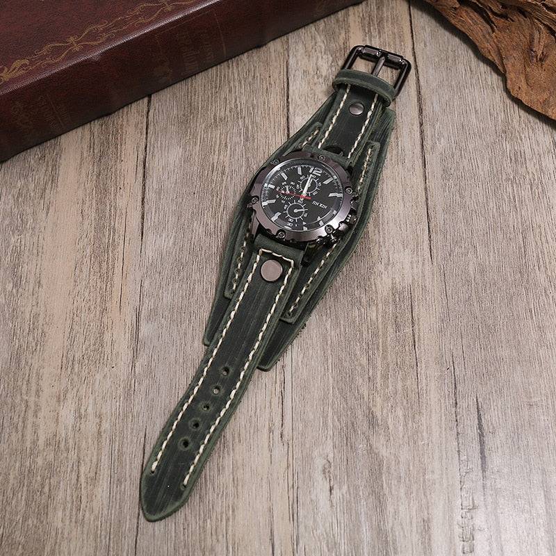 Relógio Bracelete de Couro Vibragge JX20 Vintage e Premium Alfa Wear
