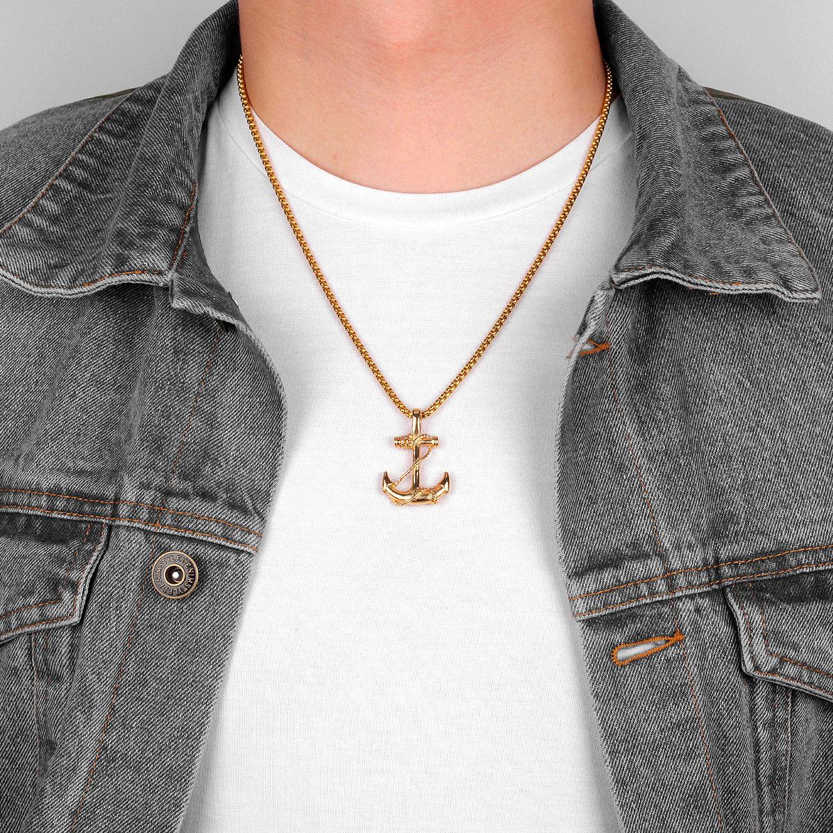 Colar Anchor - Alfa Wear - colar, colar de aço, colar de metal, colar masculino