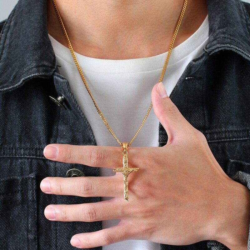 Colar Crucifixo - Alfa Wear - colar, colar de aço, colar de metal, colar masculino, cristão, cruz, fé, jesus