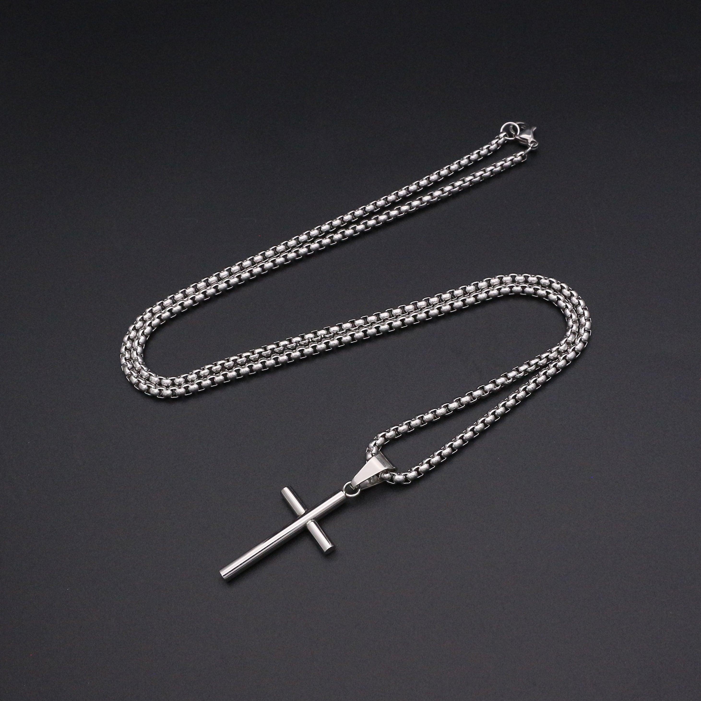 Colar de Cruz - Alfa Wear - amor, colar, colar de aço, colar de metal, colar masculino, cruz, deus, fé, jesus
