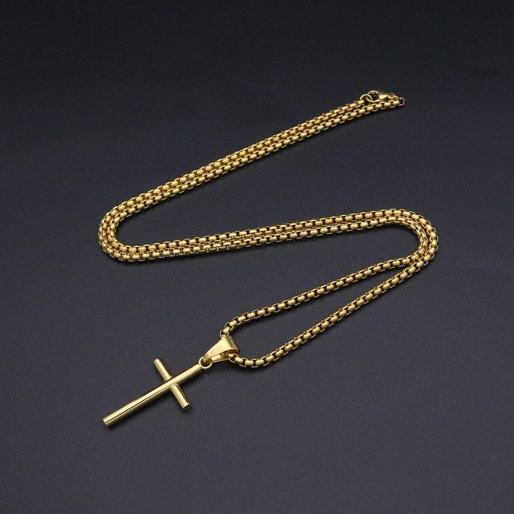 Colar de Cruz - Alfa Wear - amor, colar, colar de aço, colar de metal, colar masculino, cruz, deus, fé, jesus