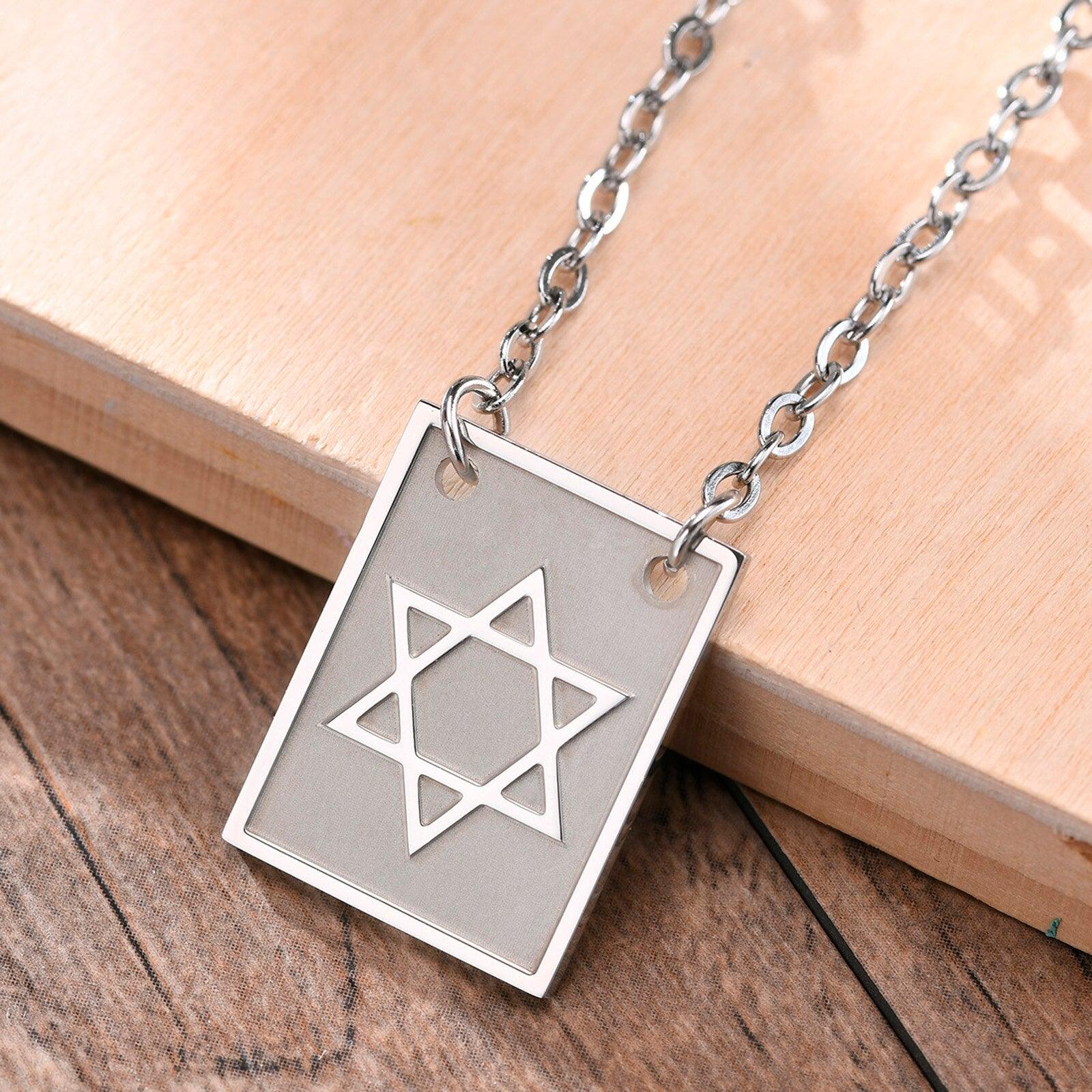 Colar Hexagrama - Alfa Wear - colar, colar de aço, colar de metal, colar masculino, crucifixo, cruz, davi, estrela, estrela de davi, fé, jesus