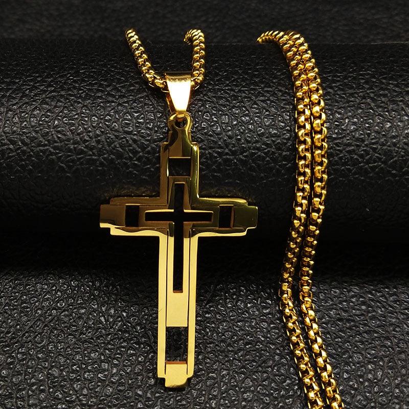 Colar da Fé - Alfa Wear - colar, colar de aço, colar de metal, colar masculino, crucifixo, cruz, fé, jesus