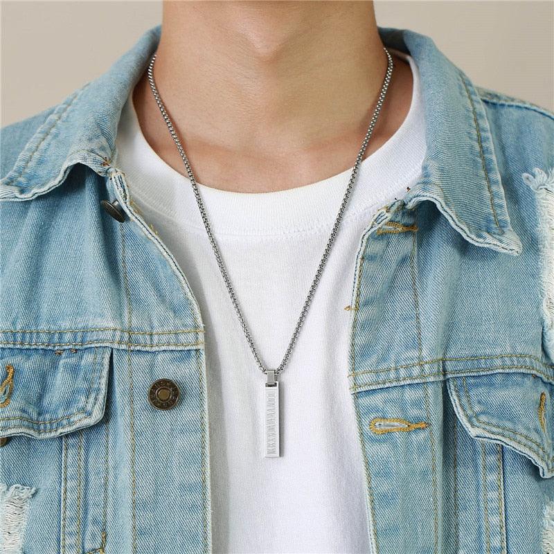 Colar XII - Alfa Wear - colar, colar de aço, colar de metal, colar masculino, numeros romanos, números, romanos