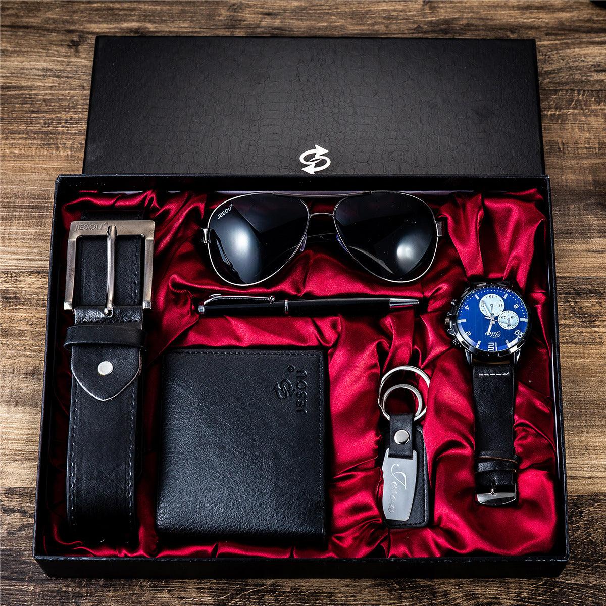Kit Desired (6 itens) - Alfa Wear - caneta, carteira, carteira de couro, chaveiro, cinto, combo, completo, kit, kit de couro, kit relógio, kits, relógio masculino, óculos