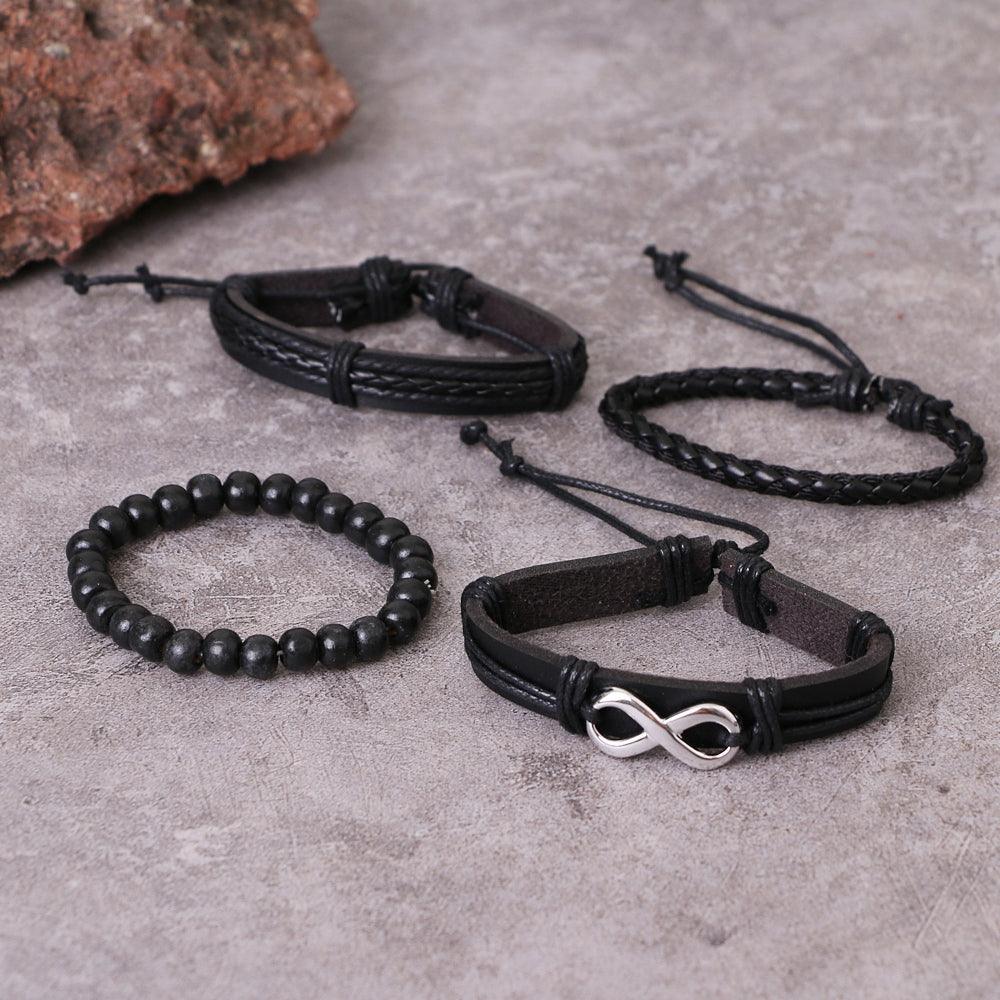 Kit Infinity (4 Pulseiras) - Alfa Wear - couro, kit, kit de couro, kit de pulseiras, kit pulseira, kits, pulseira, pulseira de couro, pulseira masculina