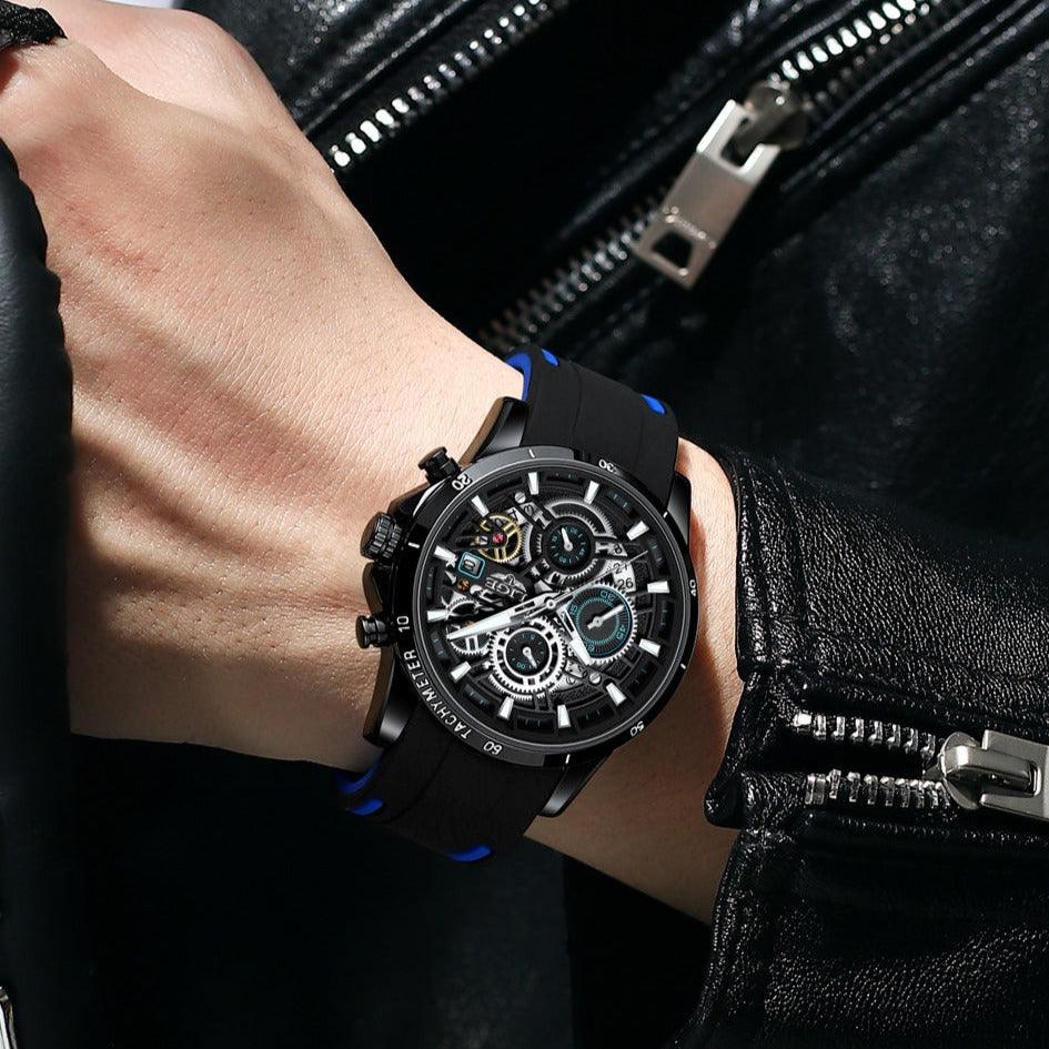 Relógio Knight Series B9 - Alfa Wear - relógio, relógio de couro, relógio de metal, relógio esportivo, relógio masculino